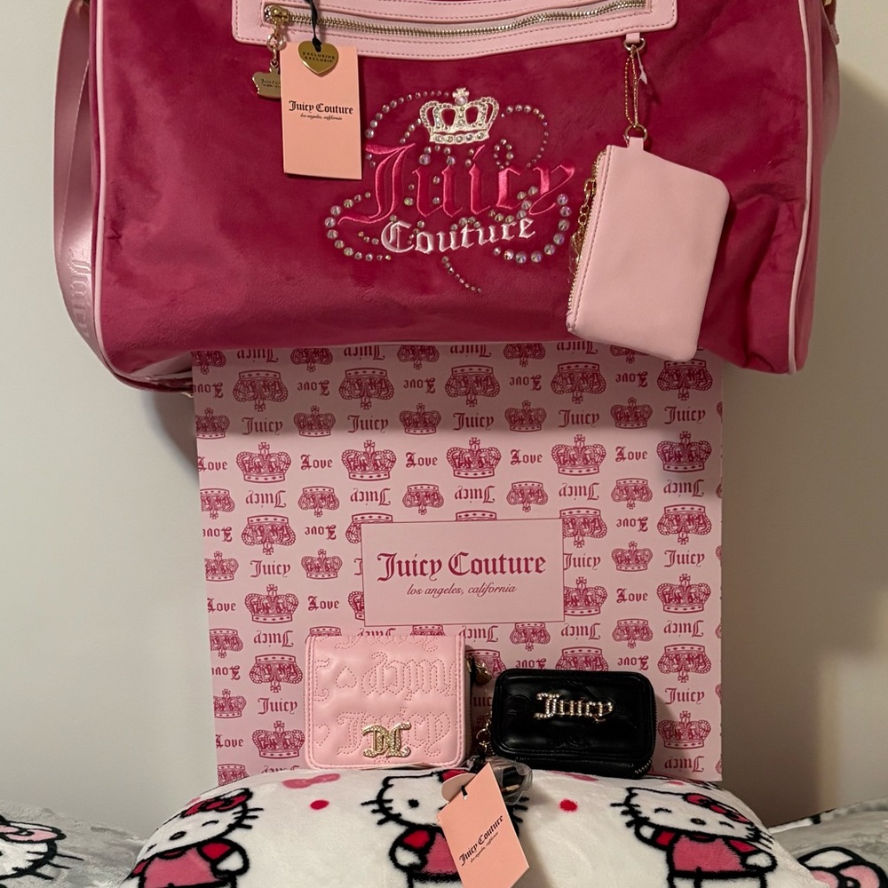 Juicy Couture Pink Shoulder Bag with Velour Finish